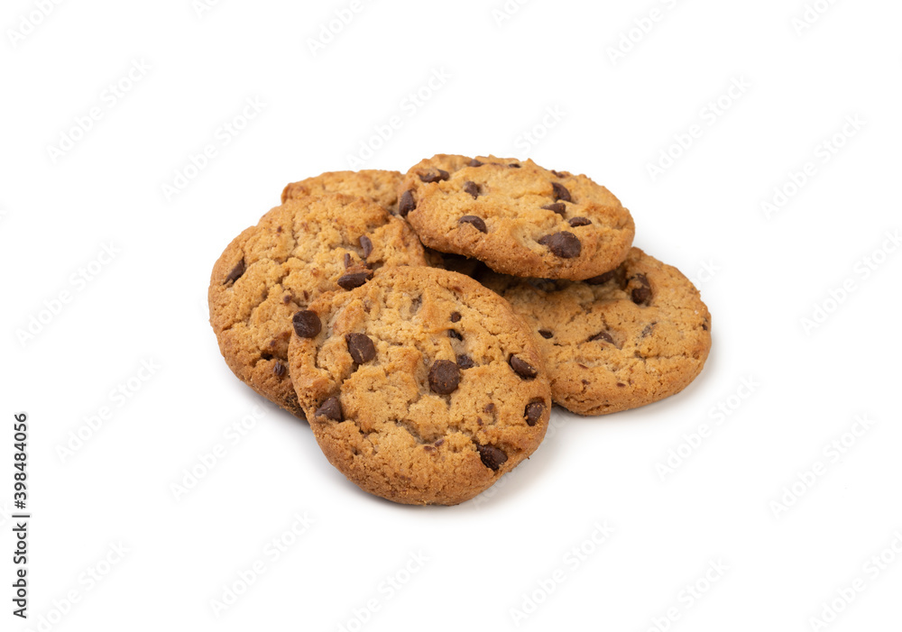Chocolate chip cookies isolated over white background Chocolate chip cookies isolated over white background