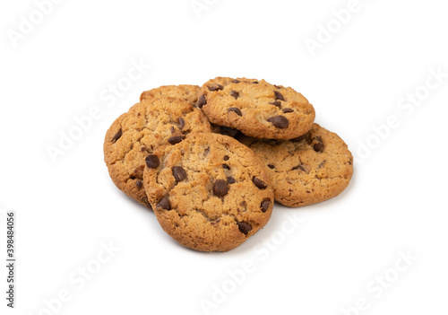 Chocolate chip cookies isolated over white background