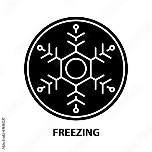 freezing icon, black vector sign with editable strokes, concept illustration
