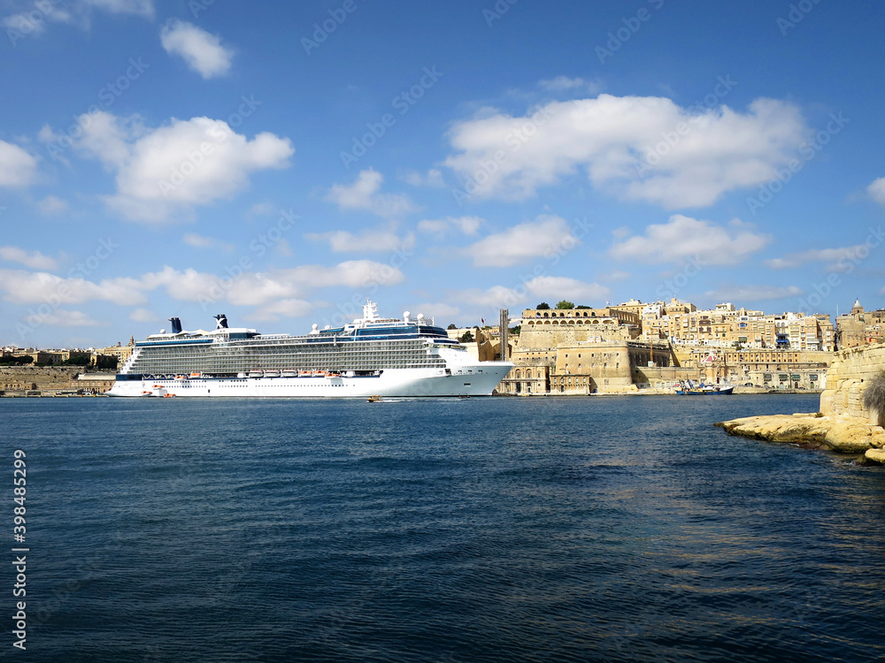 The cruise ship anchored off Valletta, MALTA