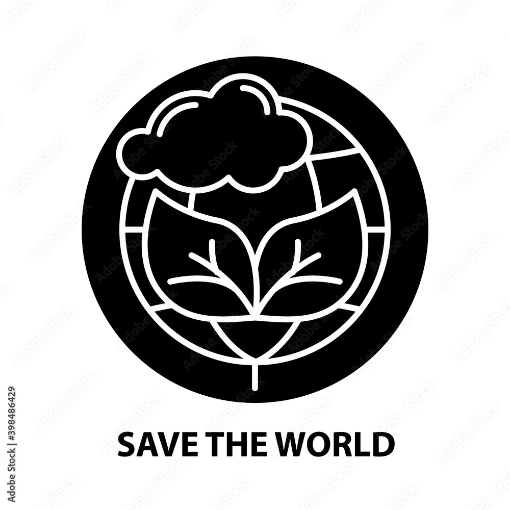 save the world icon, black vector sign with editable strokes, concept illustration save the world icon, black vector sign with editable strokes, concept illustration
