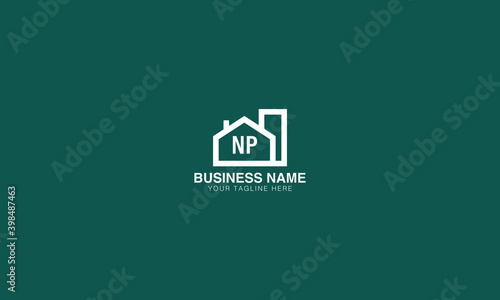 NP N P initial creative logo with home vector template image.Real estate logo vector.