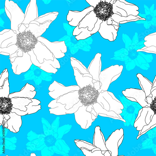 Floral seamless pattern. Vector background with flowers. Hand drawn artwork for textiles  fabrics  souvenirs  packaging and greeting cards.