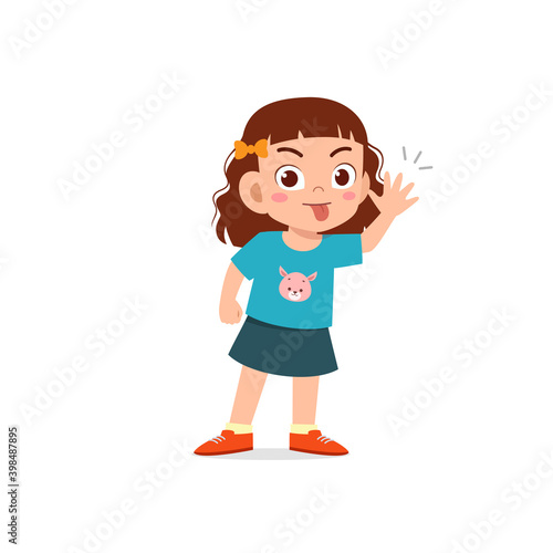 cute little kid girl showing grimace face expression gesture