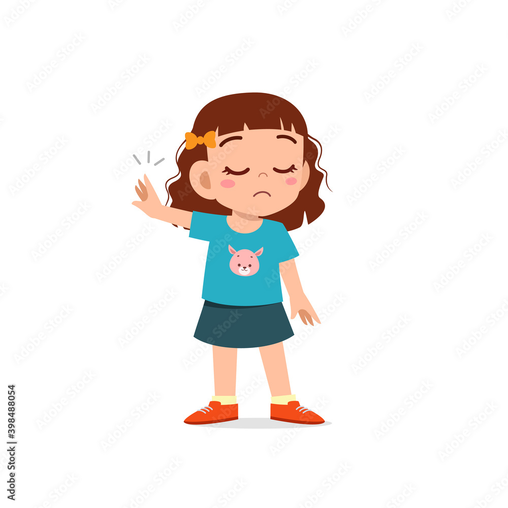 cute little kid girl show refuse expression gesture cute little kid girl show refuse expression gesture