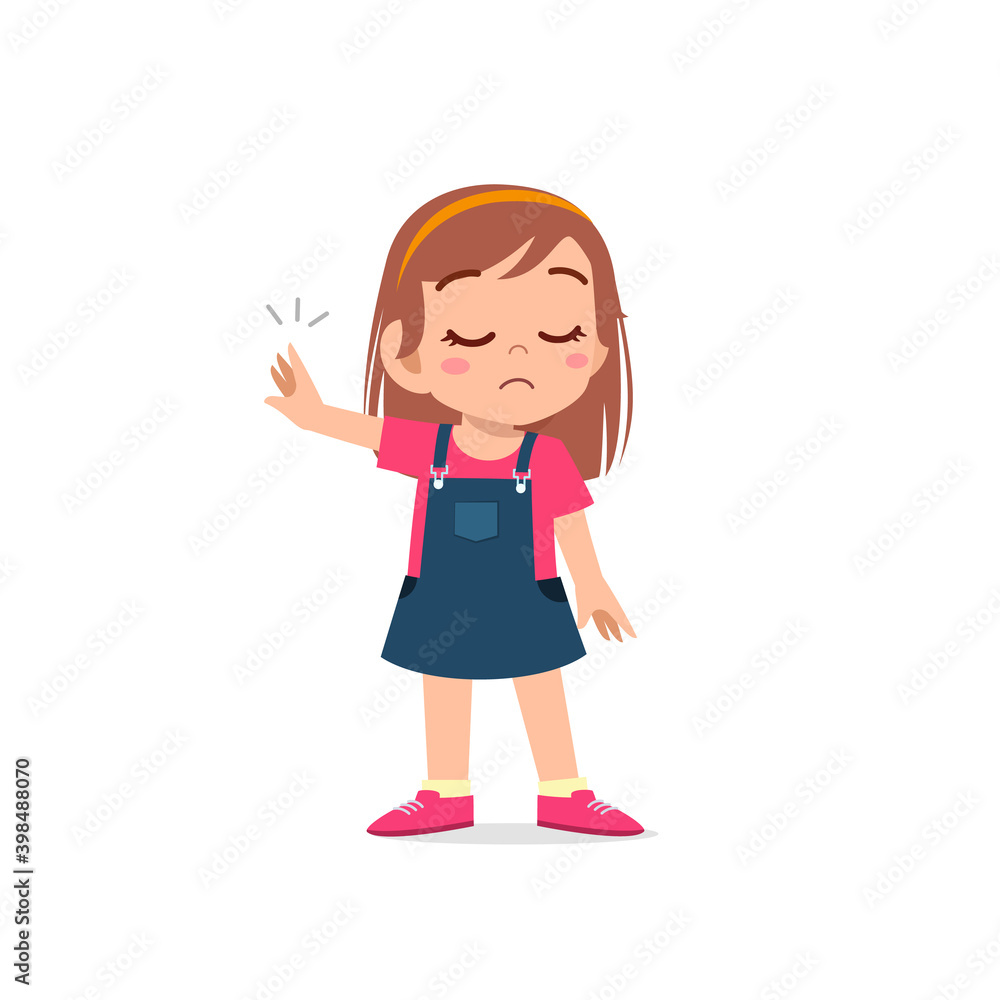 cute little kid girl show refuse expression gesture
