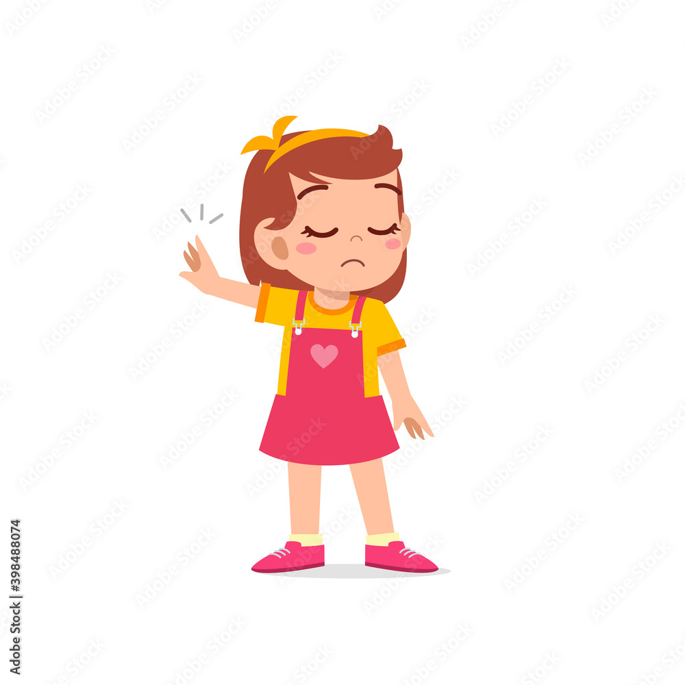 cute little kid girl show refuse expression gesture cute little kid girl show refuse expression gesture