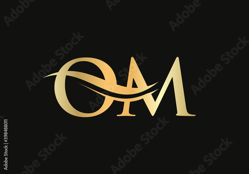 Letter OM Logo Design with water wave concept. OM letter logo design