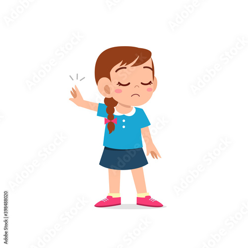 cute little kid girl show refuse expression gesture
