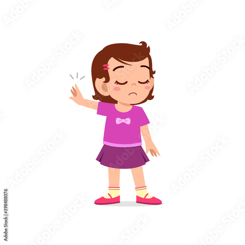 cute little kid girl show refuse expression gesture