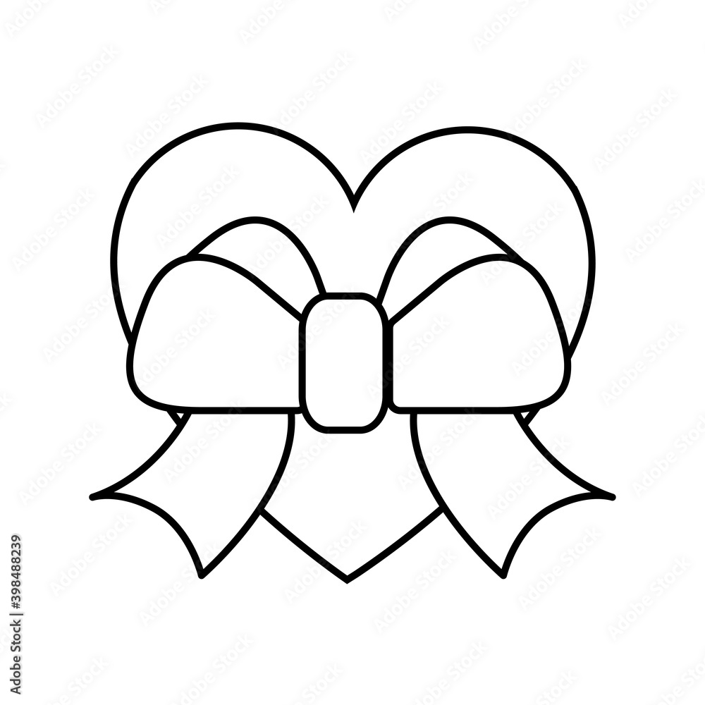 Black and white linear simple heart icon with a bow for the holiday of love Valentine's Day or March 8. illustration Black and white linear simple heart icon with a bow for the holiday of love Valentine's Day or March 8. illustration