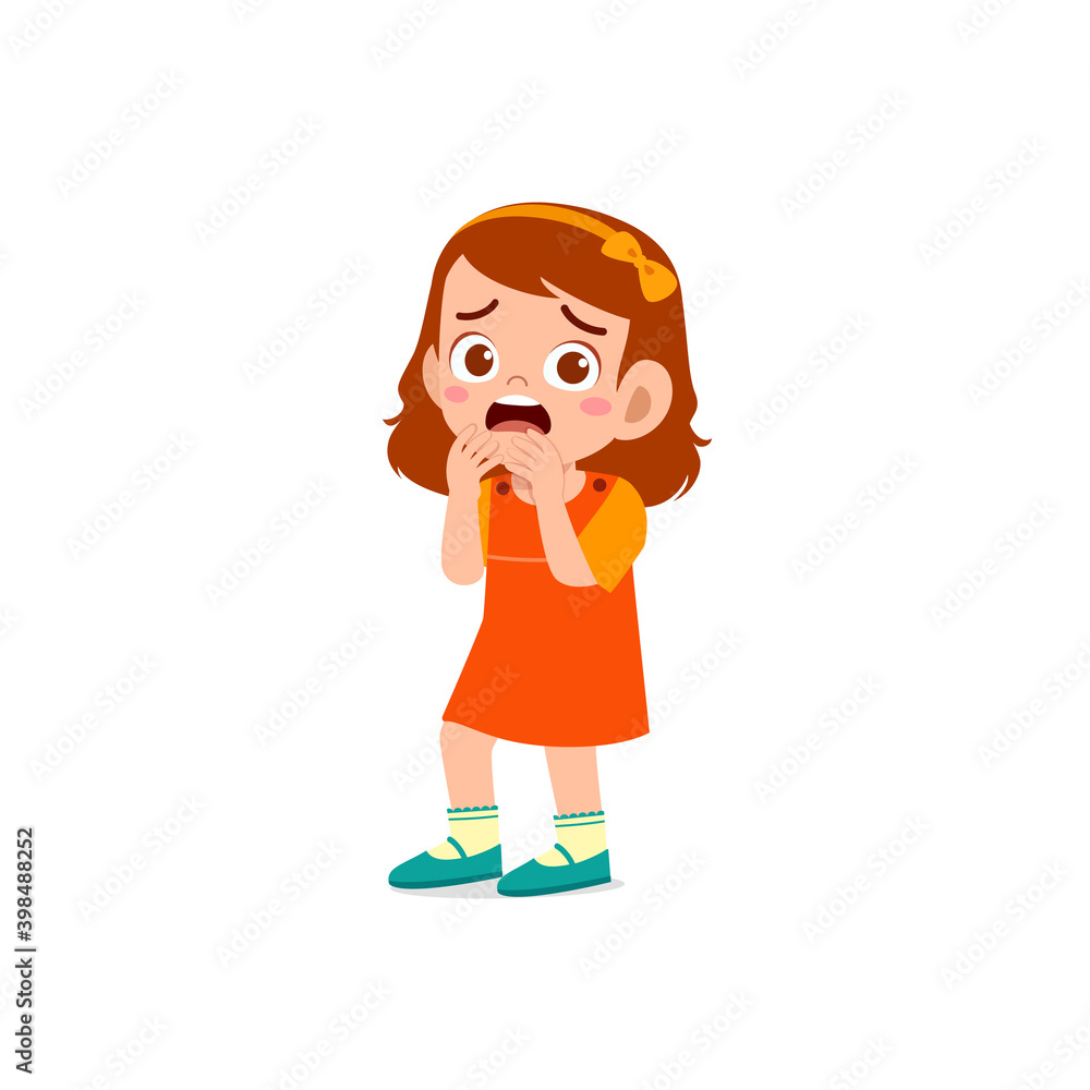 cute little kid girl feeling scared and shocked expression gesture cute little kid girl feeling scared and shocked expression gesture