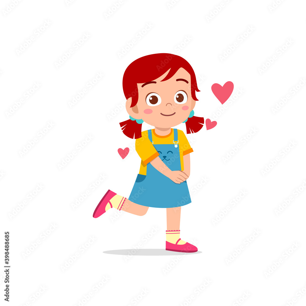 cute little kid girl feeling loved expression gesture cute little kid girl feeling loved expression gesture