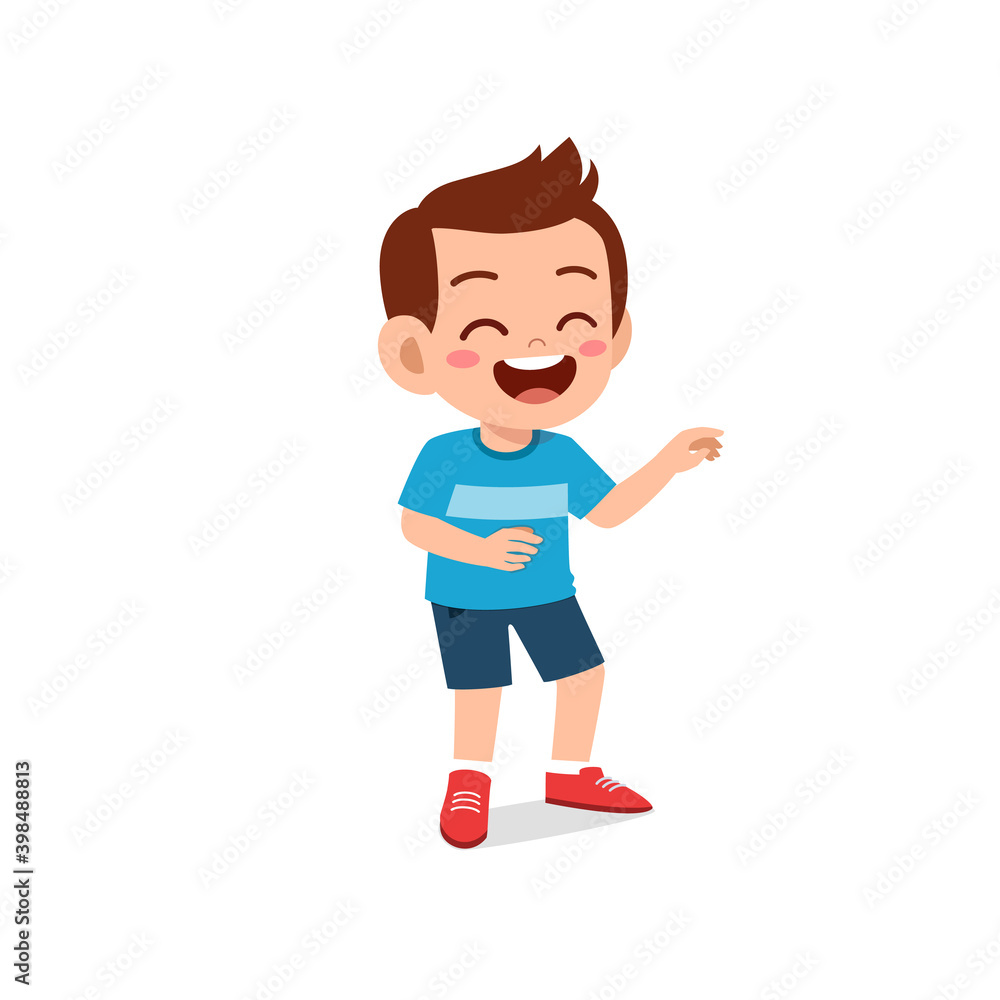 cute little kid boy laugh loud face expression gesture