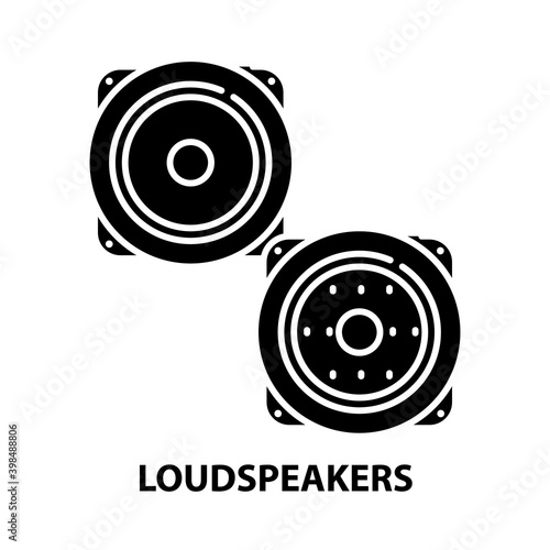 loudspeakers icon, black vector sign with editable strokes, concept illustration