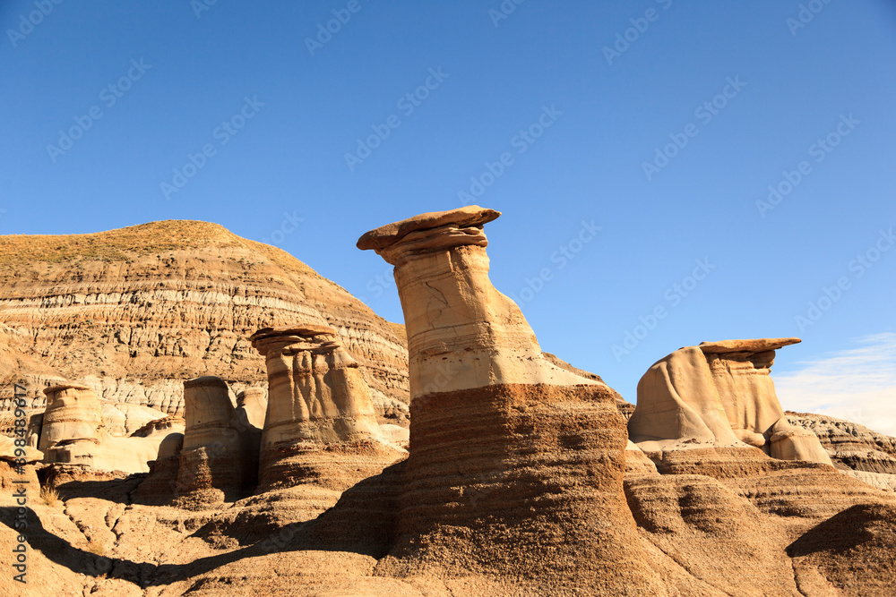 Drumheller badlands at the Dinosaur Provincial Park in Alberta, where
