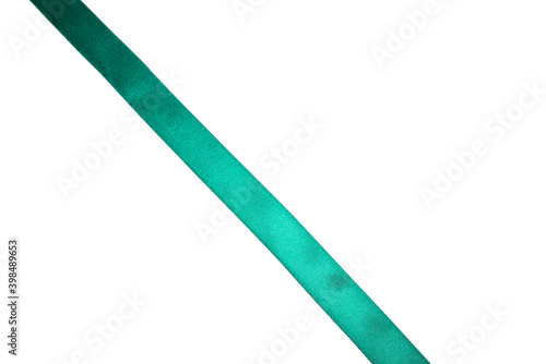 Green ribbon isolated on white background.