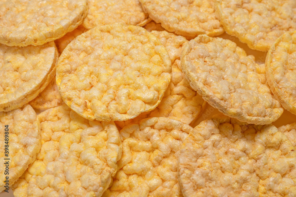 Rice wafers background, top view. Rice wafers background, top view.