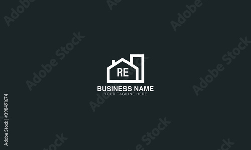 RE R  E initial creative logo with home vector template image. Real estate logo vector.