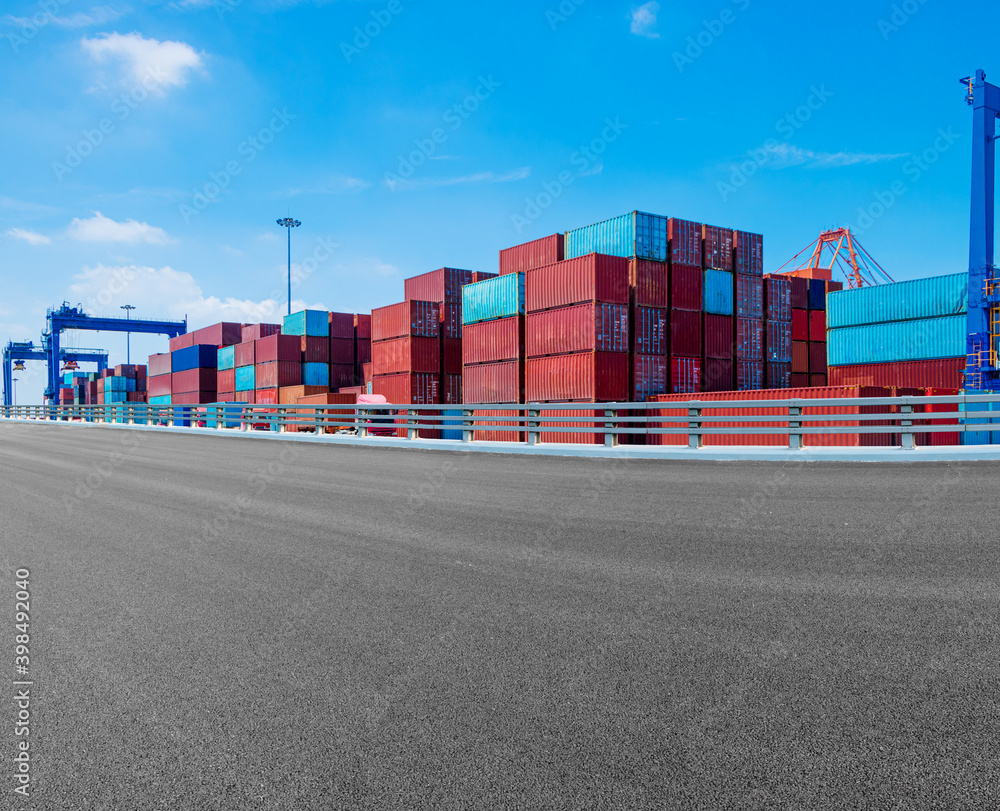Stack of containers box, Cargo freight ship for import export logistics business Stack of containers box, Cargo freight ship for import export logistics business