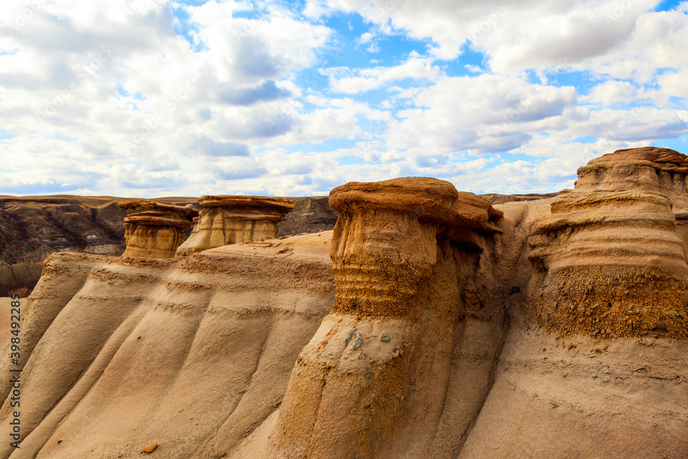 Drumheller badlands at the Dinosaur Provincial Park in Alberta, where