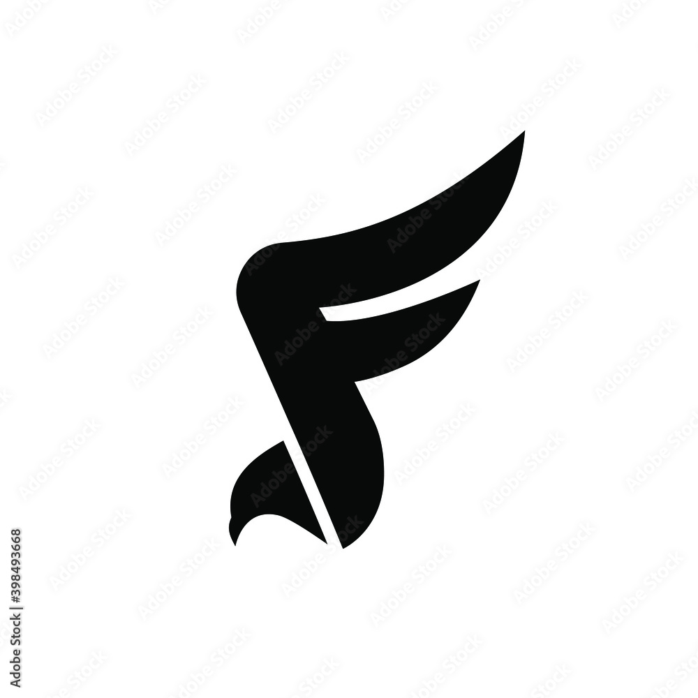 eagle falcon with Letter F logo design template eagle falcon with Letter F logo design template