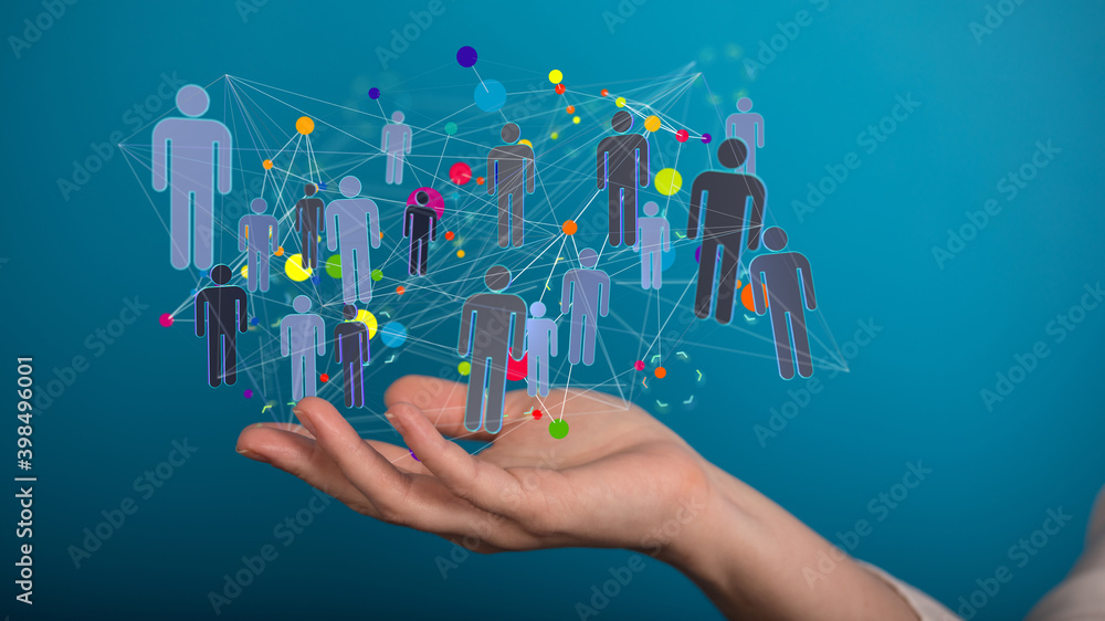 Business people silhouettes network team Business people silhouettes network team