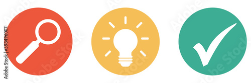 Bunter Banner mit 3 Buttons: Ideen und Lösungen suchen und finden