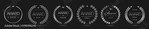 Silver award icon set
