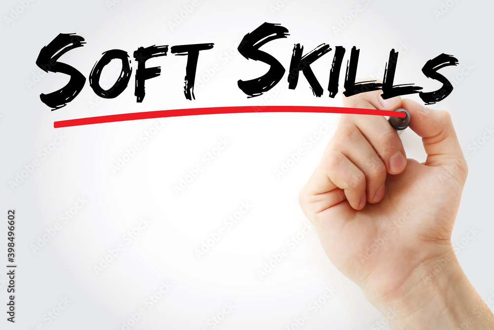 Fototapeta premium Soft skills text with marker, concept background