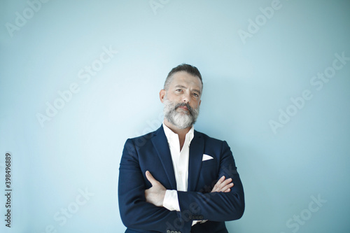 portrait of a businessman on a blue background