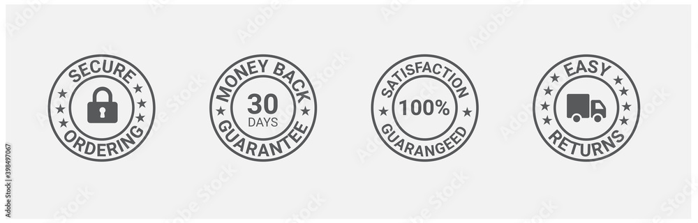 Money back guarantee, Free Shipping Trust Badges ,Trust Badges, secure ordering, easy returns
