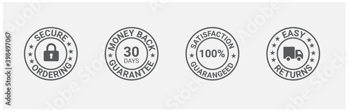 Money back guarantee, Free Shipping Trust Badges ,Trust Badges, secure ordering, easy returns