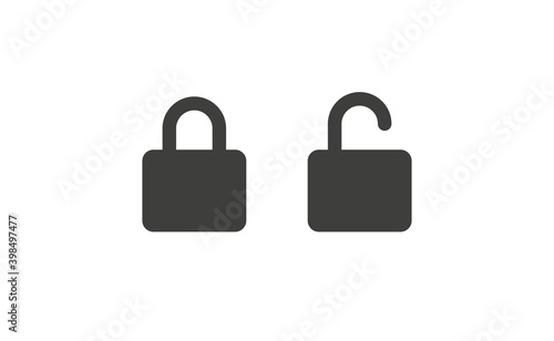Lock icon in flat style. Security symbol vector illustration. Padlock open an closed.