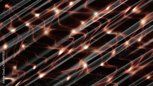 Warped internet connectivity communication in the cloud abstract illustration in red and black