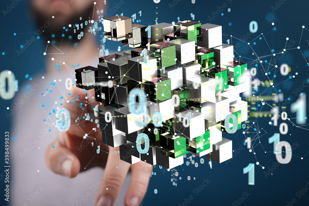 data Internet infrastructure concept. Abstract technology background. 3D rendering.