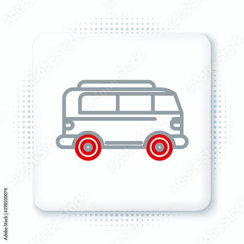 Line Retro minivan icon isolated on white background. Old retro classic traveling van. Colorful outline concept. Vector