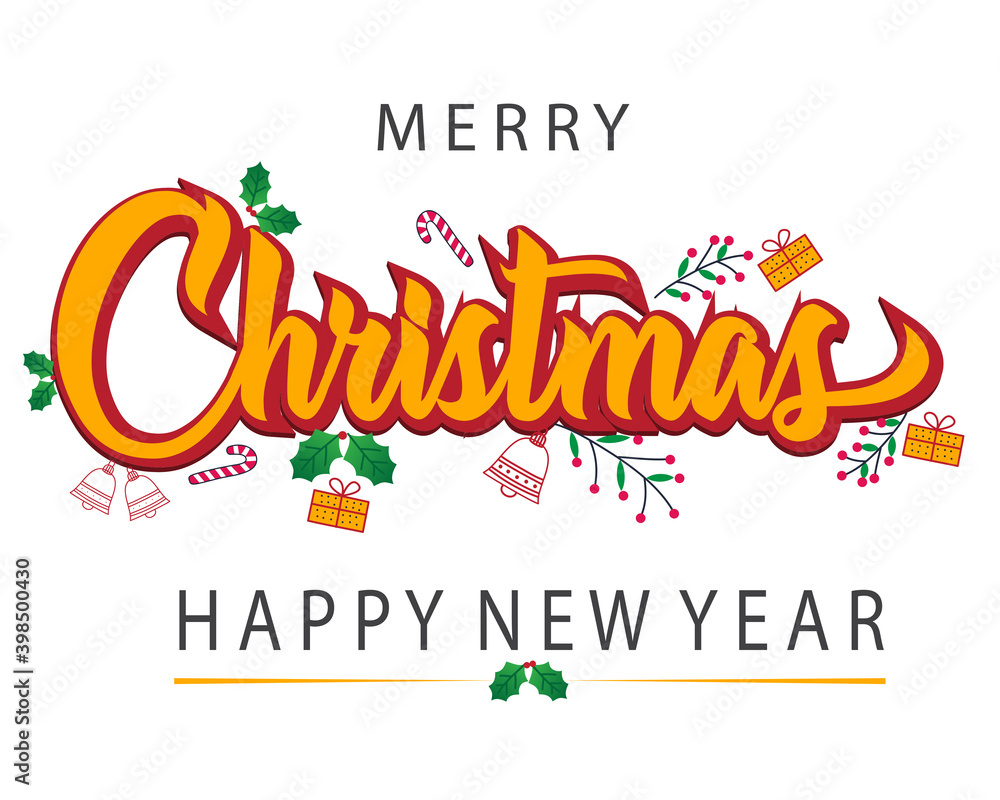Merry Christmas or Happy New Year and greeting card