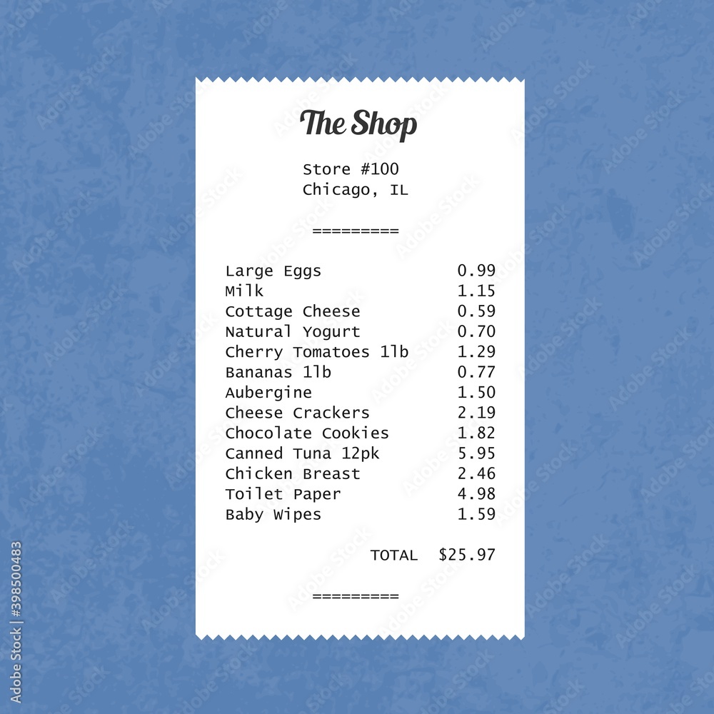 © Tupungato - Generic household expenses receipt