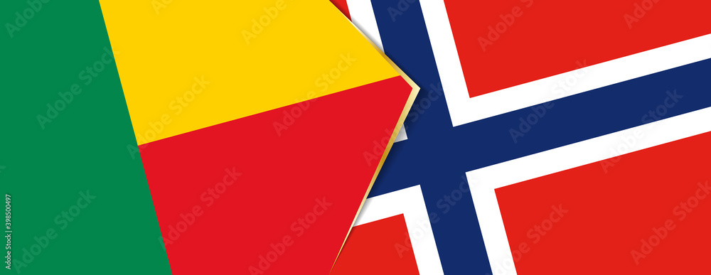 Benin and Norway flags, two vector flags.
