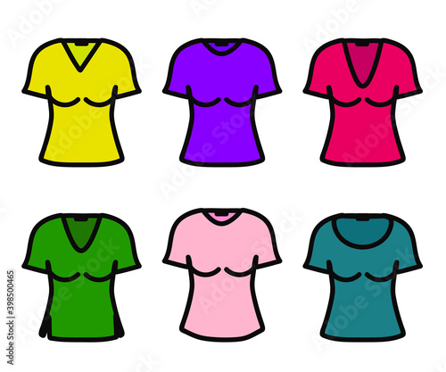 Women's T-shirt on a white background. Collection. Vector illustration.