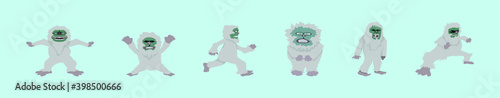 set of yeti cartoon icon design template with various models. vector illustration isolated on blue background