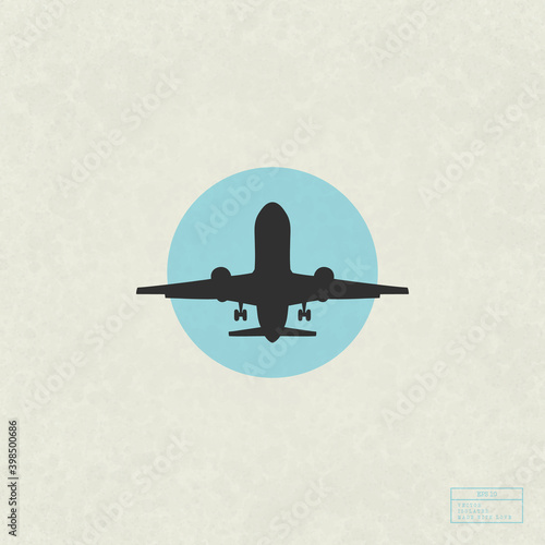 Aircraft in sky. Airplane isolated silhouette. Commercial air travel
