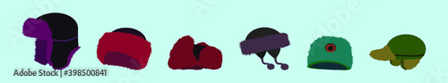 set of fur hat cartoon icon design template with various models. vector illustration isolated on blue background