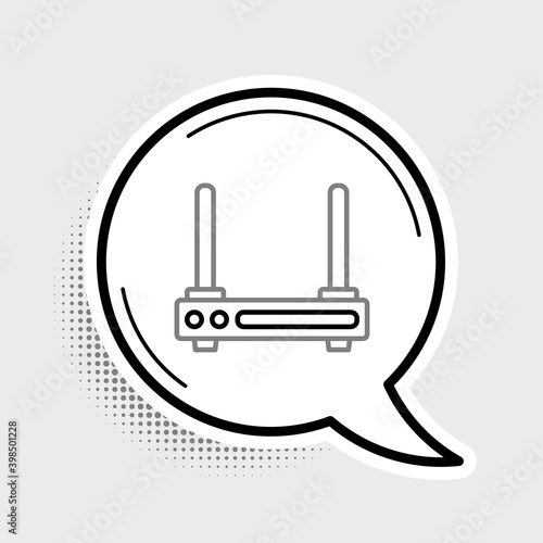 Line Router and wi-fi signal symbol icon isolated on grey background. Wireless ethernet modem router. Computer technology internet. Colorful outline concept. Vector.