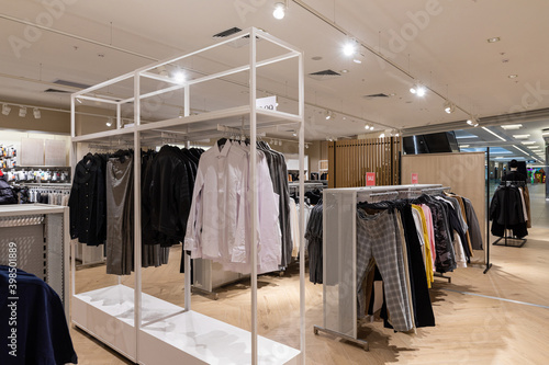 clothes in interior of fashion shop