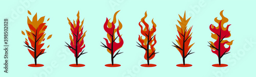 set of burning bush cartoon icon design template with various models. vector illustration isolated on blue background