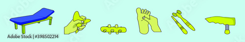 set of reflexology cartoon icon design template with various models. vector illustration isolated on blue background