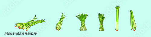 set of lemongrass cartoon icon design template with various models. vector illustration isolated on blue background