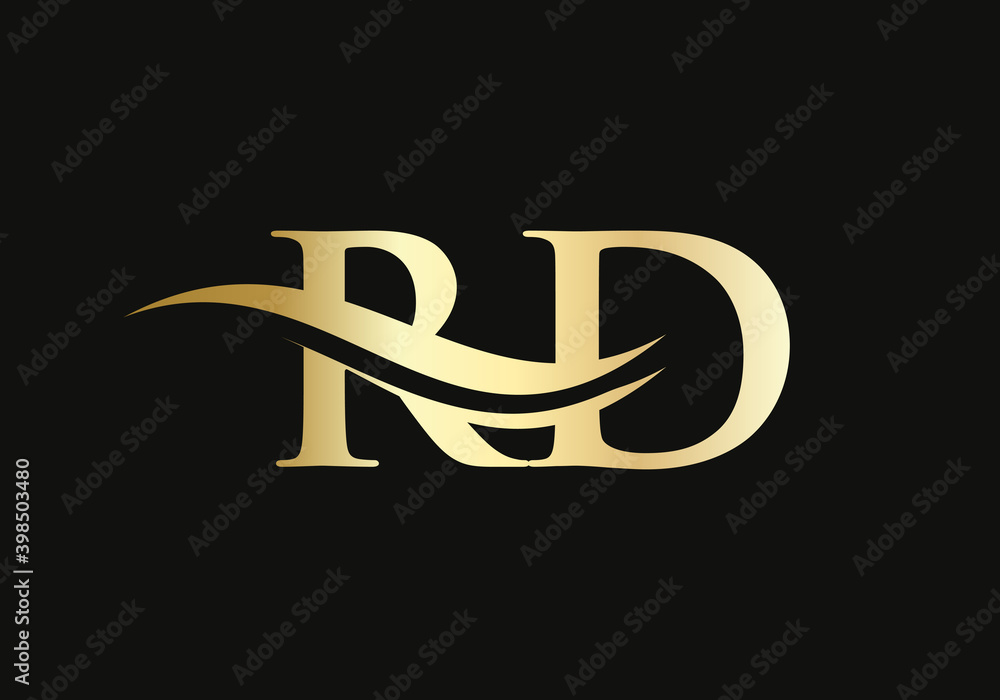 Letter RD Logo Design with water wave concept. RD letter logo design ...